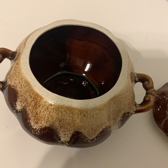 Ceramic oven pot with lid in‎ shape of a pumpkin brown farmhouse rustic boho - Picture 5 of 9